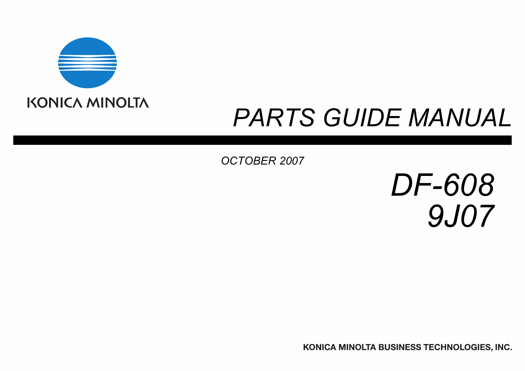 Konica-Minolta Options DF-608 9J07 Parts Manual-1